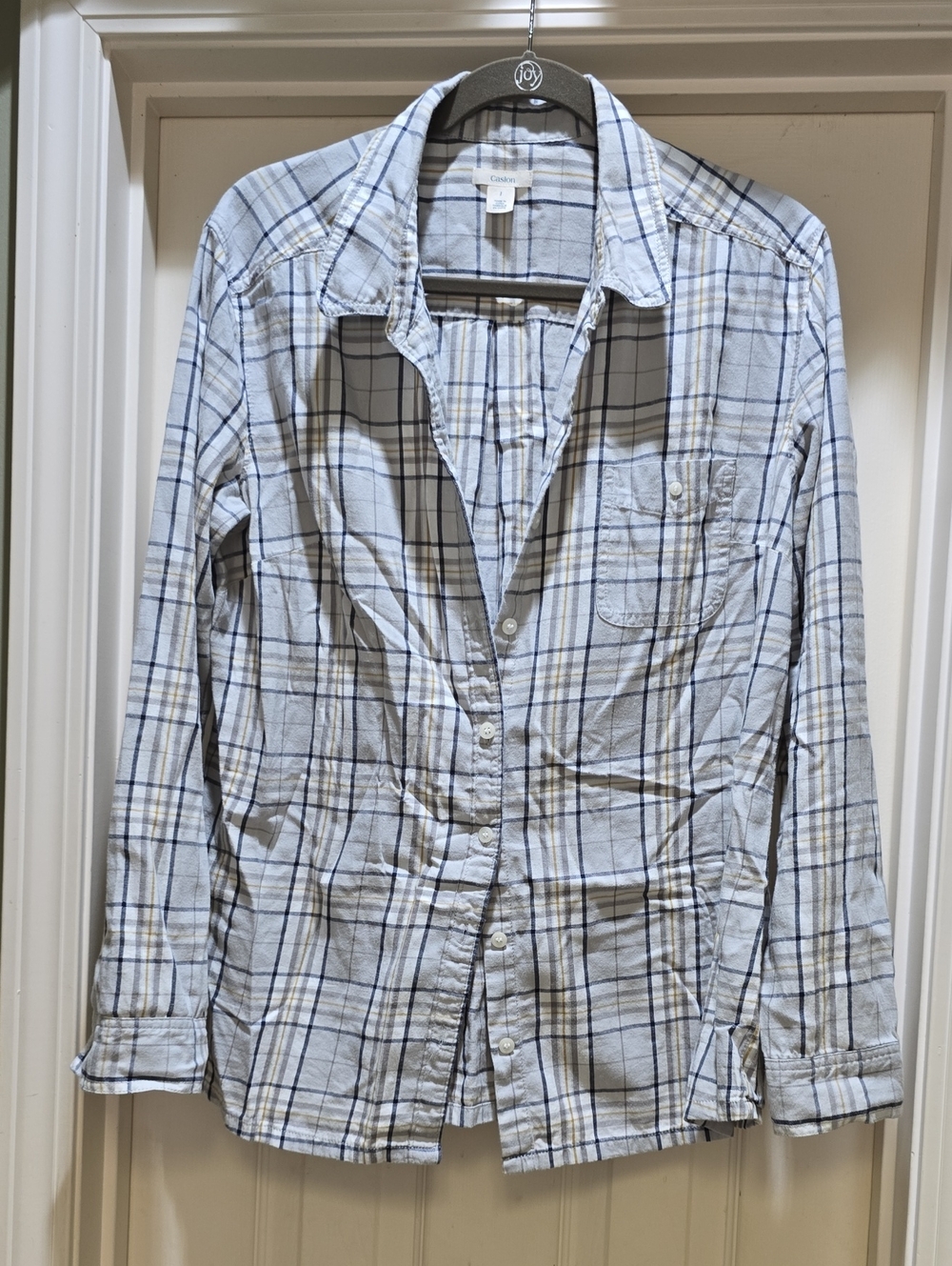 Caslon White Plaid Button-Down Shirt with Blue and Black Stripes